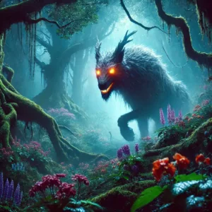 Représentation artistique de la bête du Gévaudan, une créature mystérieuse et légendaire