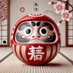 Figurine daruma rouge symbole de persévérance japonaise.