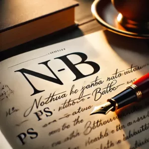 Des notes manuscrites avec les abréviations NB et PS mises en évidence.