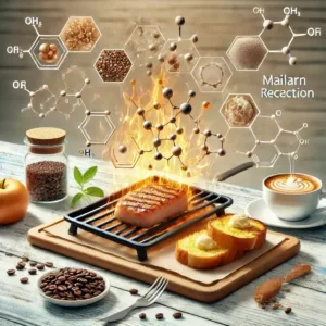Aliments brunis montrant la réaction de Maillard.