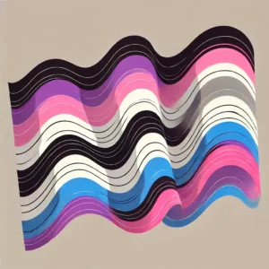 Drapeau genderfluid flottant avec ses cinq bandes de couleurs représentant la diversité du genre.