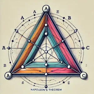 Schéma illustrant le théorème de Napoléon avec triangles équilatéraux.