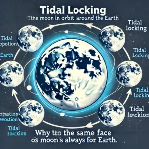 Schéma expliquant le verrouillage gravitationnel de la Lune en orbite autour de la Terre.