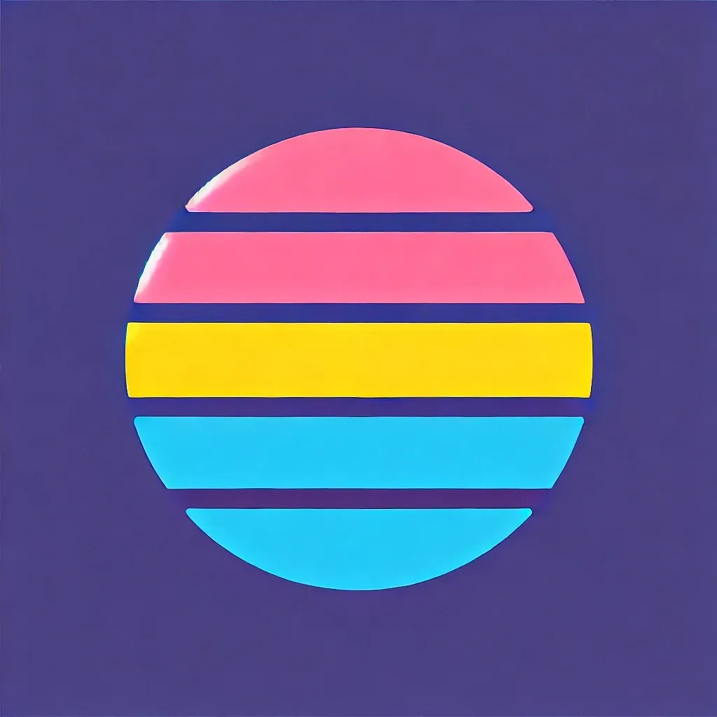 Illustration avec les couleurs du drapeau pansexuel : rose, jaune et bleu.