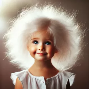Enfant blond aux cheveux hérissés, typiques du syndrome des cheveux incoiffables.