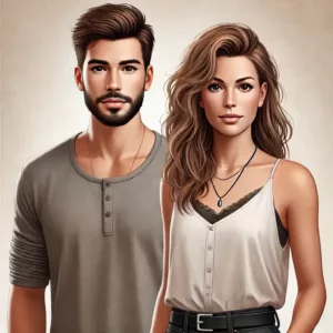 Illustration réaliste d’un homme et d’une femme cisgenre debout côte à côte.