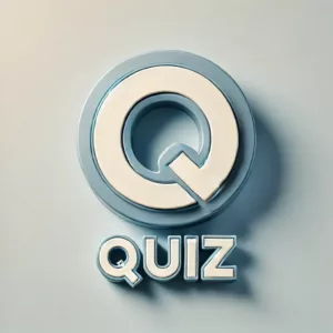 Image moderne et épurée avec une grande lettre "Q" et le mot "Quiz" en design minimaliste.