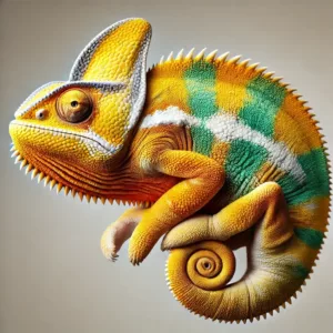 Un caméléon après la mort montrant un changement de couleur spectaculaire.