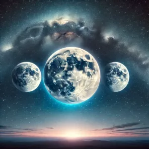 Illustration de la lunistice montrant la Lune à son point le plus haut et le plus bas dans le ciel nocturne.