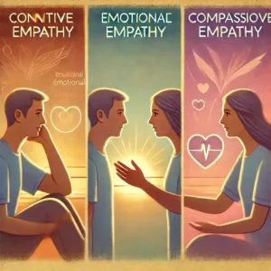 Illustration des trois niveaux d’empathie : cognitive, émotionnelle et compassionnelle.