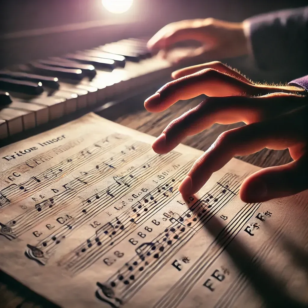 Partition illustrant un triton, intervalle musical dissonant surnommé "l'accord du diable".