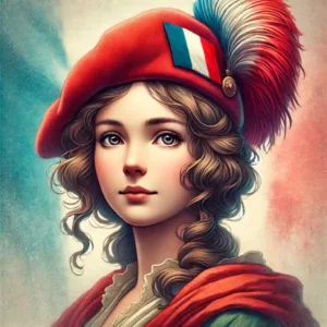 Illustration réaliste de Marianne portant un authentique bonnet phrygien révolutionnaire français.