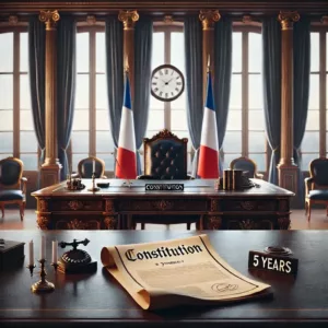 Bureau présidentiel vide illustrant la limitation des mandats en France.